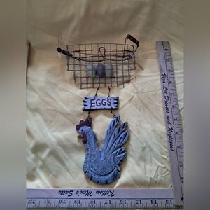 Rustic Rooster Egg Basket Decor